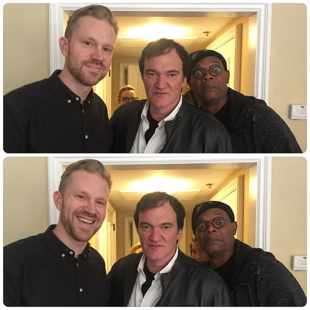 photo chilling with Quentin Tarantino & Samuel L. Jackson