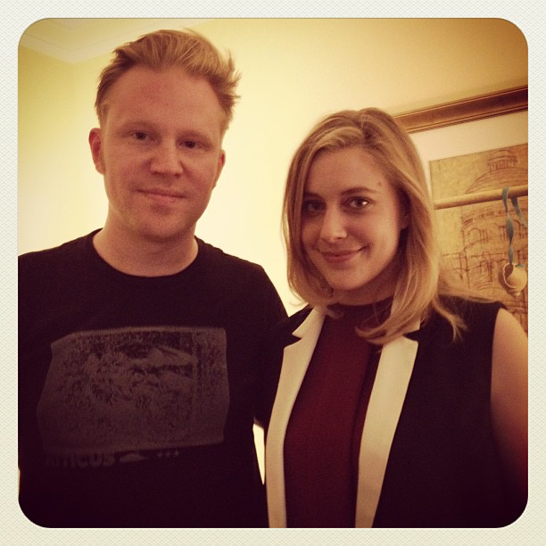 photo chilling with Greta Gerwig