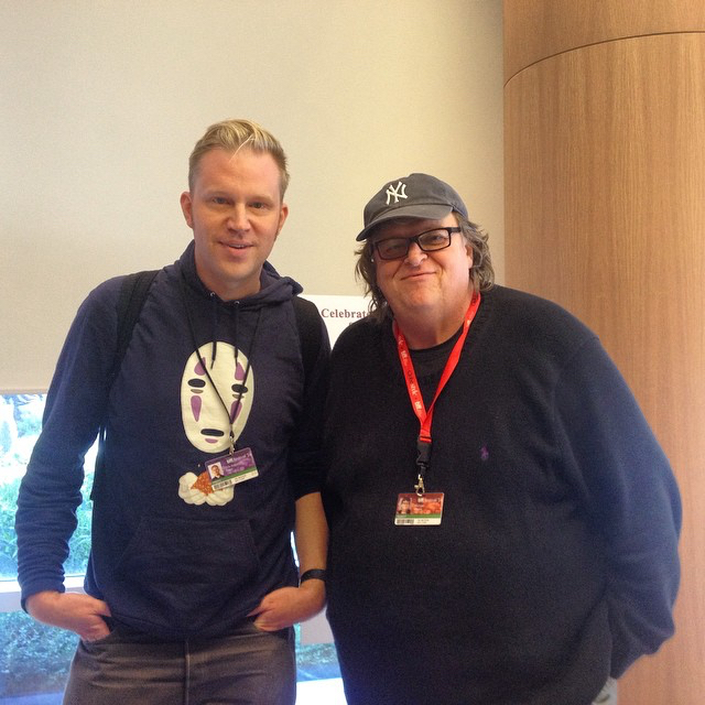 photo chilling with Michael Moore